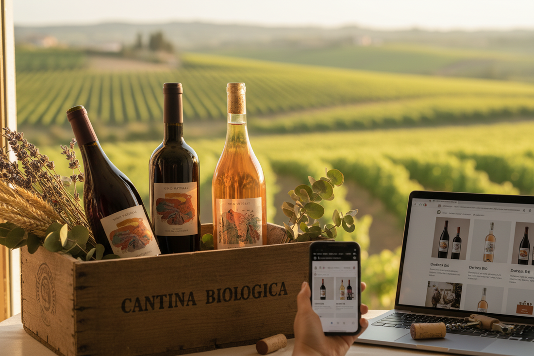 Selezione di bottiglie di vino artigianale pronte per la vendita di vino online sul sito ALBio CORINI