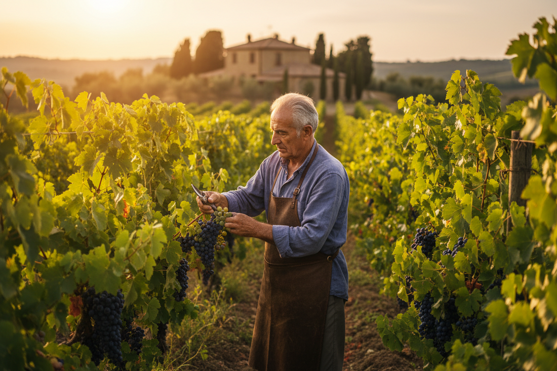 Fari e vigneti di cantine artigianali biologiche a Diano d'Alba nelle Langhe piemontesi