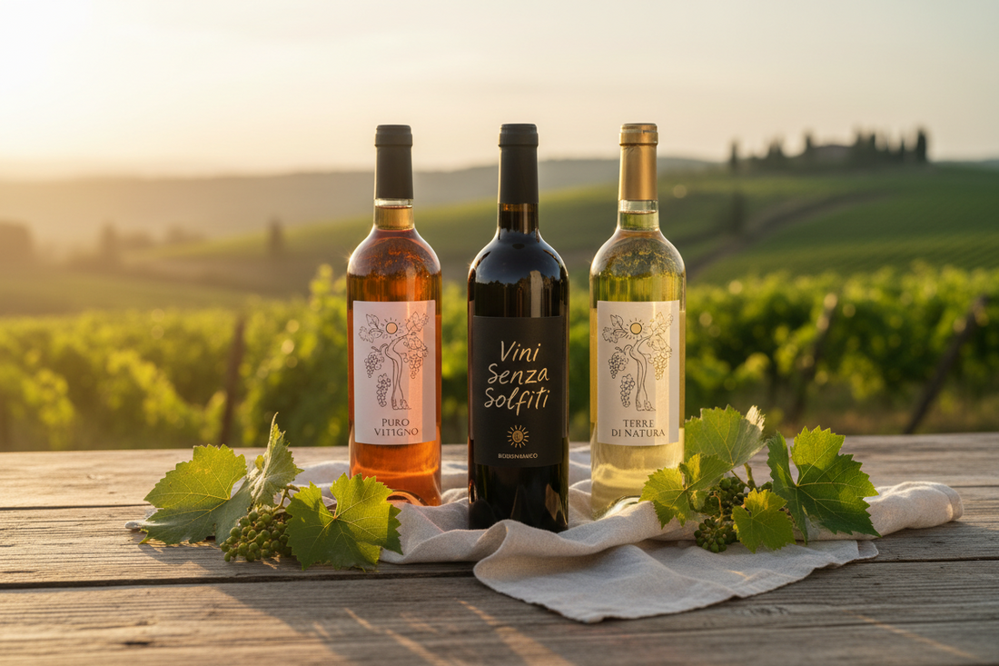 Bottiglie di vino biologico e naturale senza solfiti aggiunti selezionate da ALBio Corini nelle Langhe