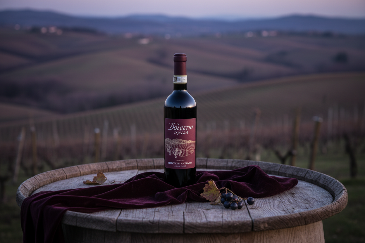 Bottiglia di dolcetto per banner orizzontale
