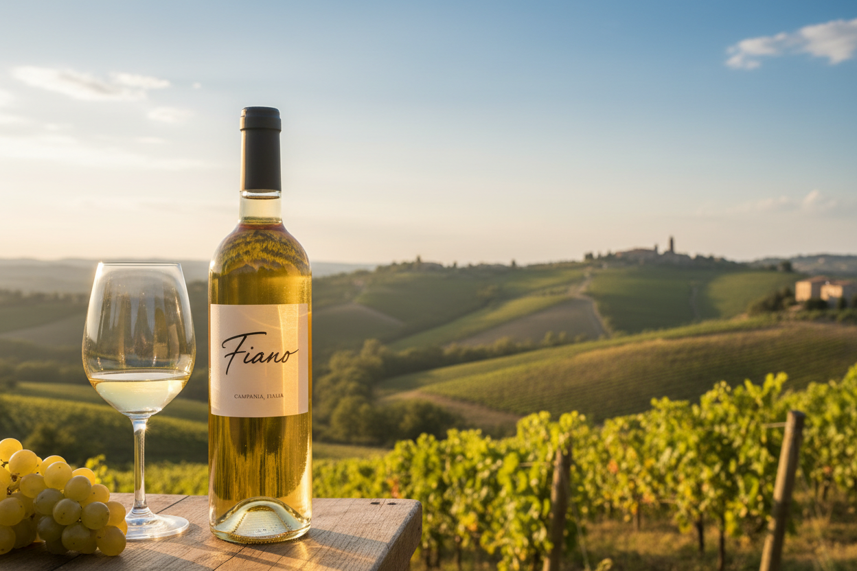 Fiano bottiglia con etichetta
