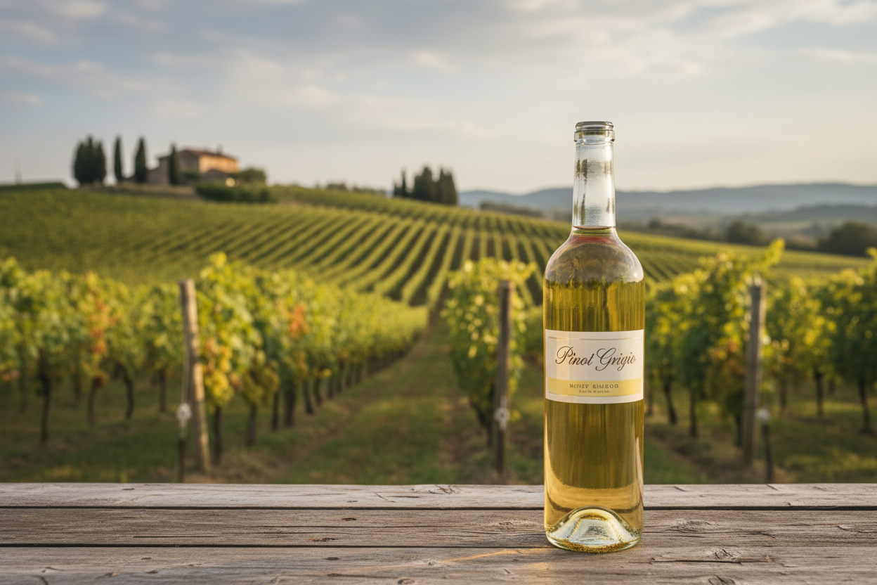 Pinot Grigio bottiglia con etichetta