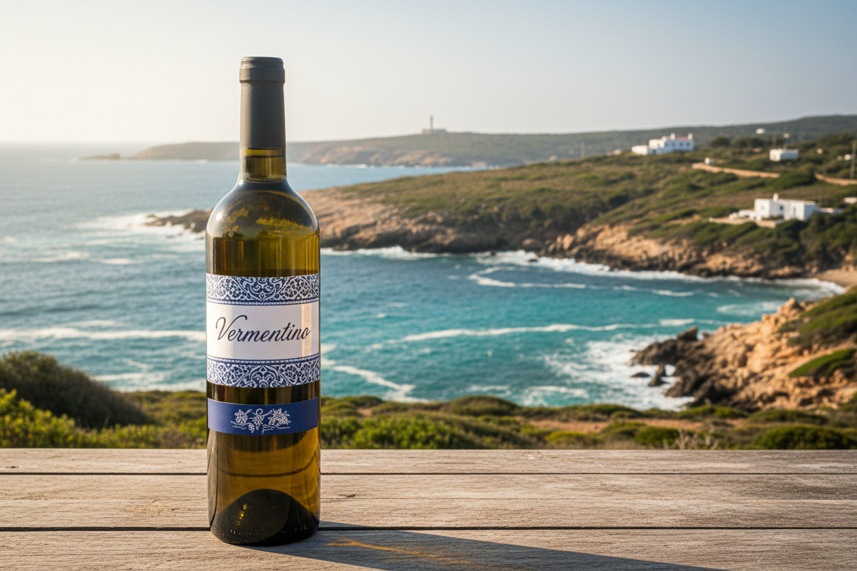 Vermentino bottiglia con etichetta