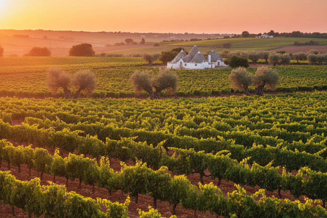 Vigneti pugliesi con ulivi e trulli - vini Puglia