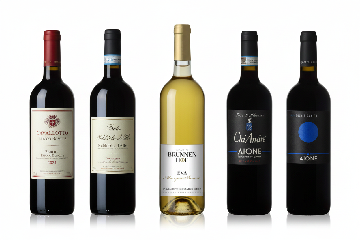 Selezione di vini pregiati in bottiglia su sfondo elegante - Albio Corini"